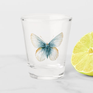 Verre A Shot Papillon Crème Bleu Joli