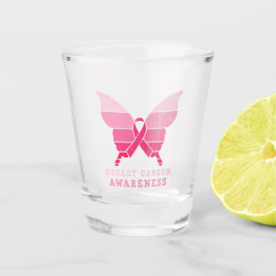 Verre A Shot Papillon de sensibilisation au cancer du sein - Ru