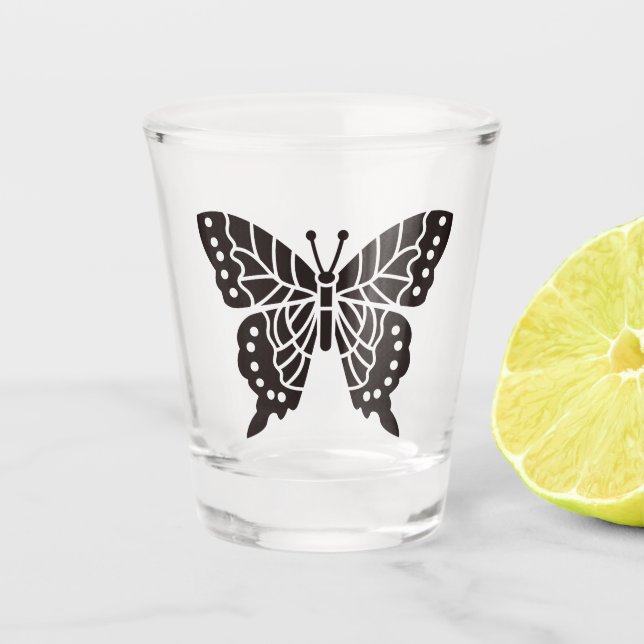Verre A Shot Papillon noir et blanc (Devant)