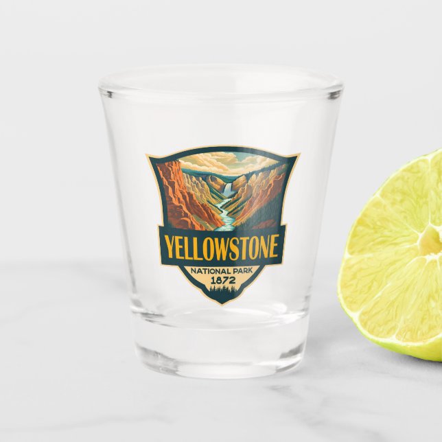Verre A Shot Parc national de Yellowstone Grand Canyon Art rétr (Devant)