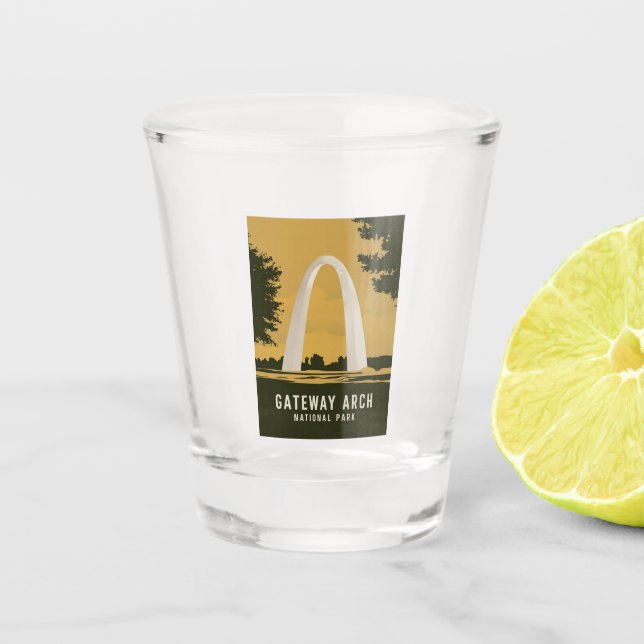 Verre A Shot Parc national Gateway Arch Art de voyage rétro (Devant)