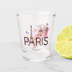 Verre A Shot Paris France Tour Eiffel & Lampe