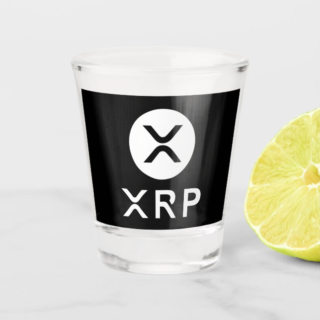 Verre A Shot Parti monétaire XRP en cristal noir et blanc (Devant)