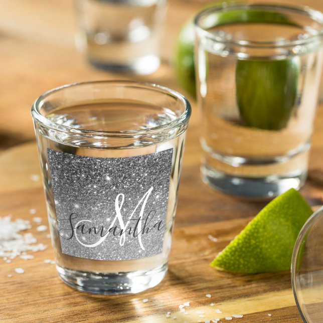 Verre A Shot Parties scintillant gris moderne éclabousser Nom p (Créateur téléchargé)