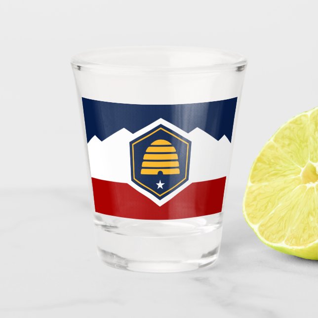 Verre A Shot Patriotic shot glass with flag of Utah, USA (Devant)