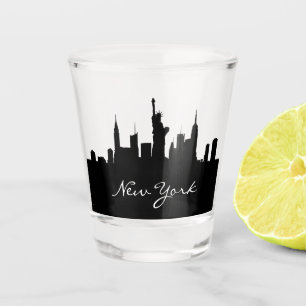 Verre A Shot Paysage de New York en noir et blanc