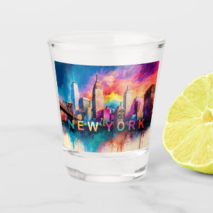 Verre A Shot Paysage urbain abstrait coloré de New York