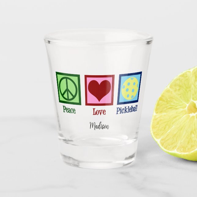 Verre A Shot Peace Love Pickleball Cute Personnalisé (Devant)