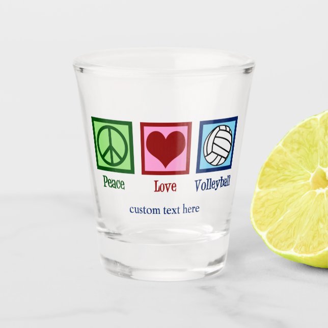 Verre A Shot Peace Love Volleyball joueur Équipe personnalisée (Devant)