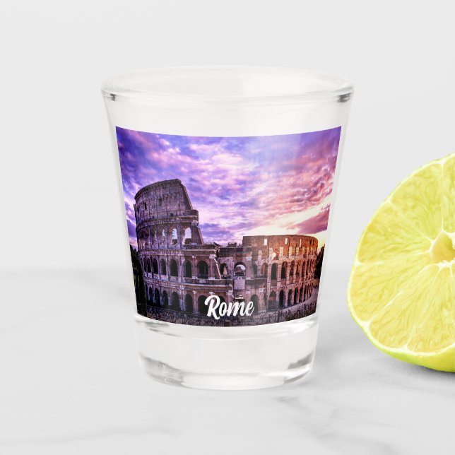 Verre A Shot Peinture du Colisée à Rome au coucher du soleil (Devant)