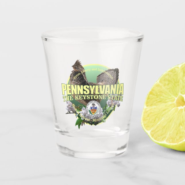 Verre A Shot Pennsylvanie State Bird & Flower (Devant)