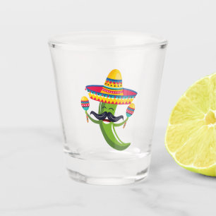 Verre A Shot Pepper au Chili vert pour la fête à Sombrero avec 