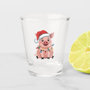 Verre A Shot Père Noël de Noël cochon chapeau de Noël vacances
