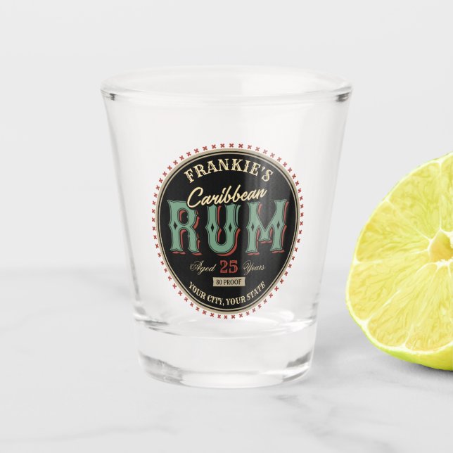 Verre A Shot Personalized Caribbean Rum Liquor Bottle Label Bar (Devant)