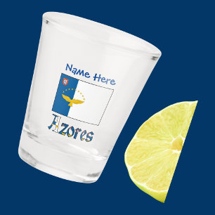 Verre A Shot Personnalisation Bleu Drapeau Azores Azoréen 