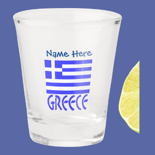 Verre A Shot Personnalisation bleue du drapeau grec et de la Gr