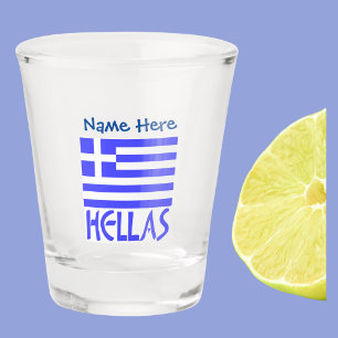 Verre A Shot Personnalisation du drapeau grec Hellas bleu