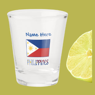 Verre A Shot Personnalisation rouge du drapeau philippin et des