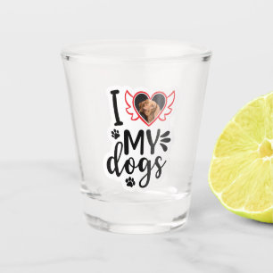 Verre A Shot Personnalisé J'aime mon chien photo T-shirt