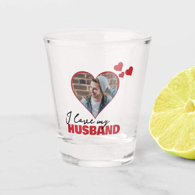 Verre A Shot Personnalisé J'Aime Mon Mari Coeur Photo (Devant)