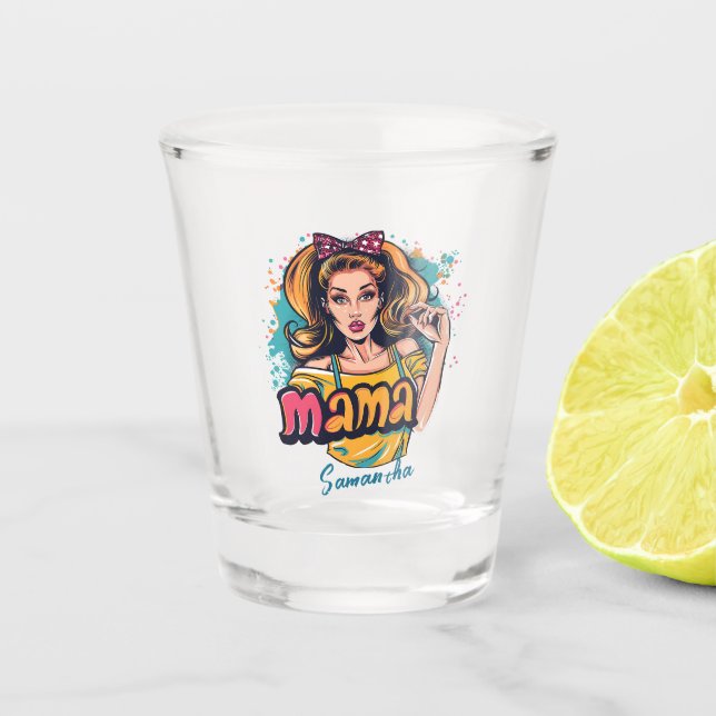Verre A Shot Personnalisé Retro Mama Pop Art (10) (Devant)