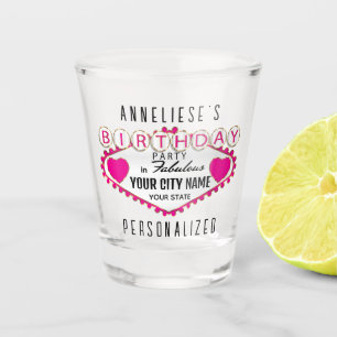 Verre A Shot Personnaliser Anniversaire - Vegas Style - Rose