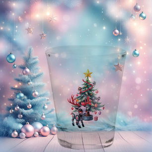 Verre A Shot Petit renne Cyberpunk avec sapin de Noël