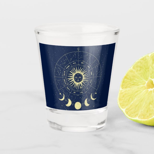 Verre A Shot Phases de la lune solaire céleste Zodiac (Devant)