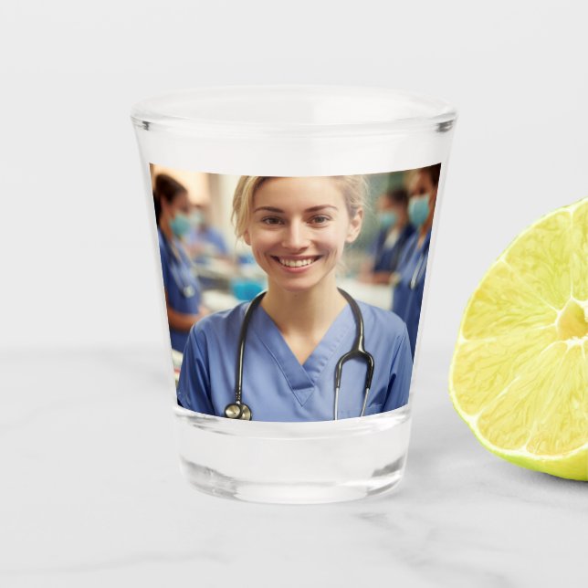 Verre A Shot Photo d'infirmière Personnaliser Personnalisation (Devant)