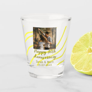 Verre A Shot Photo jaune doré 30e anniversaire de mariage nom