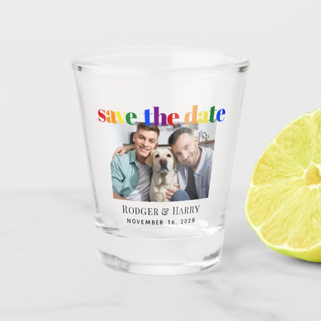 Verre A Shot Photo Mariage gay Enregistrer la date (Devant)