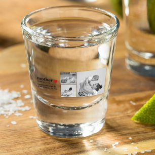 Verre A Shot Photo & Texte Moderne Coeur Rouge Mère Cadeau