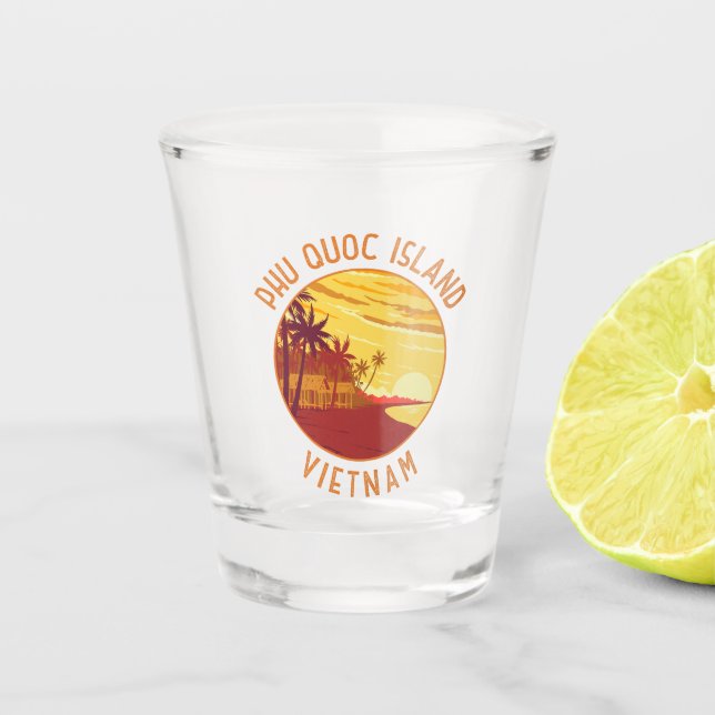 Verre A Shot Phu Quoc Island Vietnam Cercle en détresse rétro (Devant)