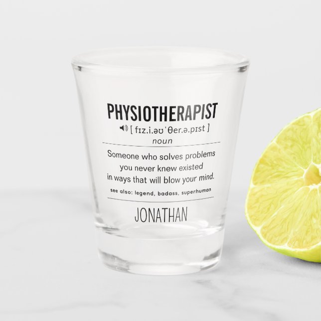Verre A Shot Physiothérapeute personnalisée drôle (Devant)