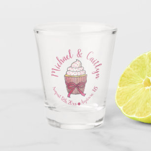 Verre A Shot Pink Cupcake Bow arrose Fête des mariées Mariage