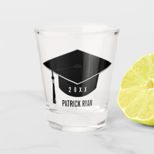 Verre A Shot Plafond de diplôme noir Année Nom du monogramme