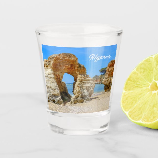 Verre A Shot Plage de l'Algarve et rochers au Portugal Souvenir (Devant)