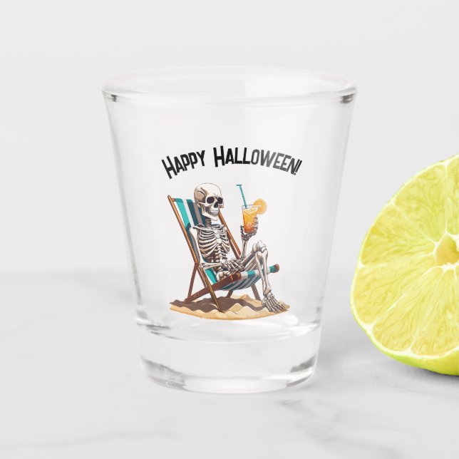 Verre A Shot Plage Lounge Squelette Halloween (Devant)