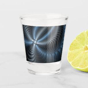 Verre A Shot Plastique bleu gris 3D Fractal Art moderne Abstrai