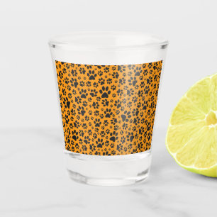 Verre A Shot Pois de chien noir et blanc Pointe Polka sur dahli