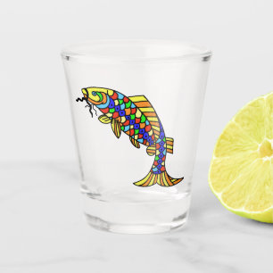 Verre A Shot Poisson Orné Abstrait Étalons colorés Fins