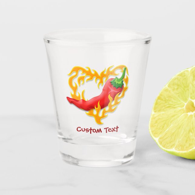 Verre A Shot Poivre chili au coeur de flamme (Devant)