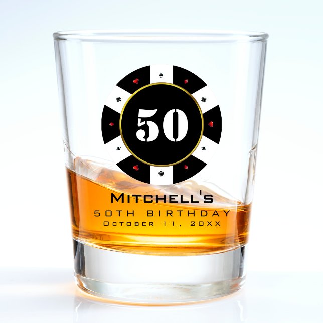 Verre A Shot Poker Chip 50e fête d'anniversaire (Poker Chip 50th Birthday Party Shot Glass
)