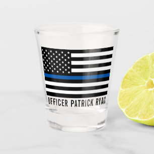 Verre A Shot Police Mince Blue Line American Flag Ajouter un no