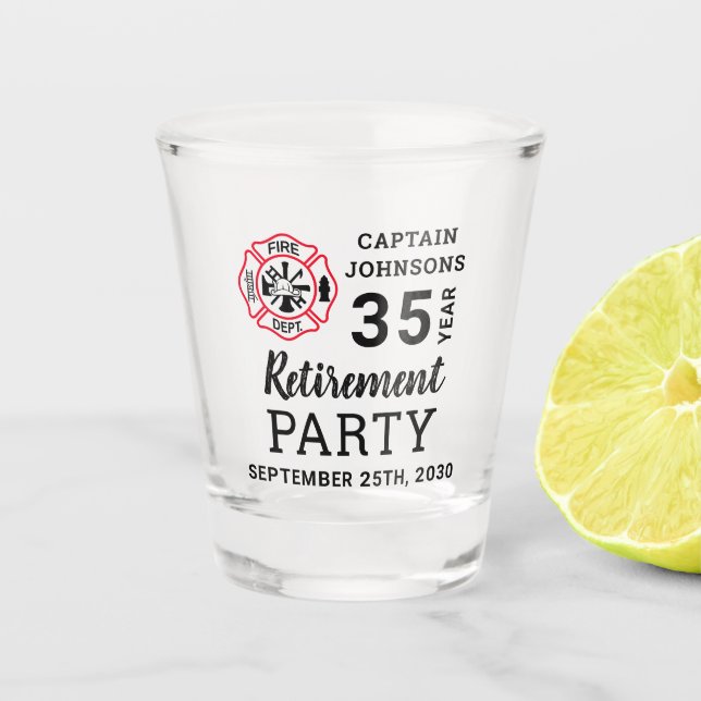 Verre A Shot Pompier retraite Maltais Croix personnalisée (Devant)