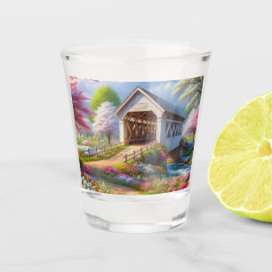 Verre A Shot Pont fleuri/ressort coloré et rivière