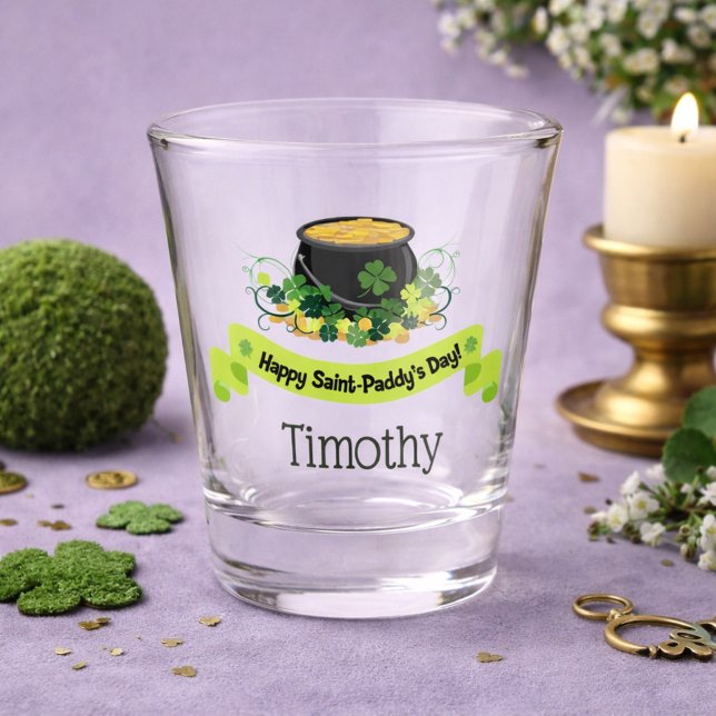 Verre A Shot Pot d'or Bonne St. Patrick's Day (Créateur téléchargé)