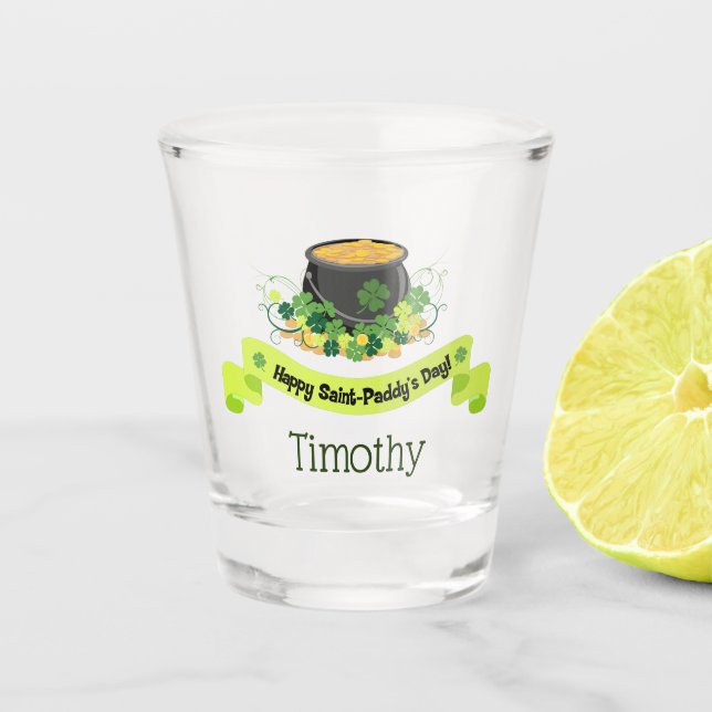 Verre A Shot Pot d'or Bonne St. Patrick's Day (Devant)