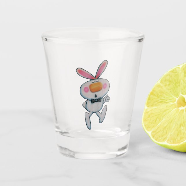 Verre A Shot Pouces de lapin blanc vers le haut Inscription Cra (Devant)