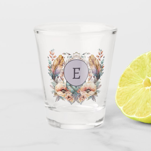 Verre A Shot Pourpre ajouter floral initial (Devant)